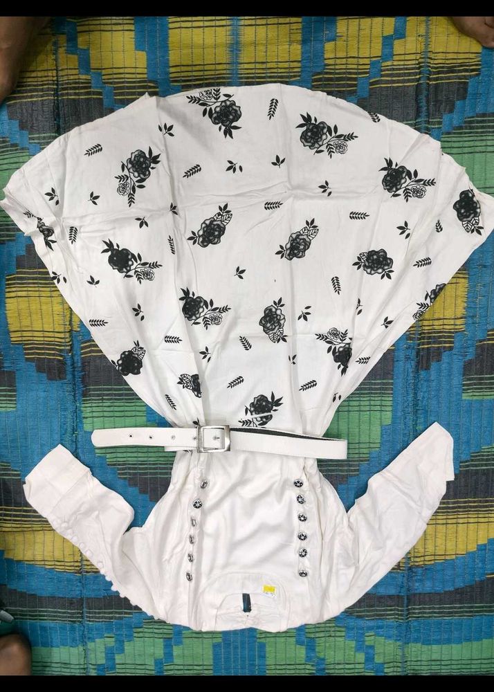 Stylish White Floral Shirt