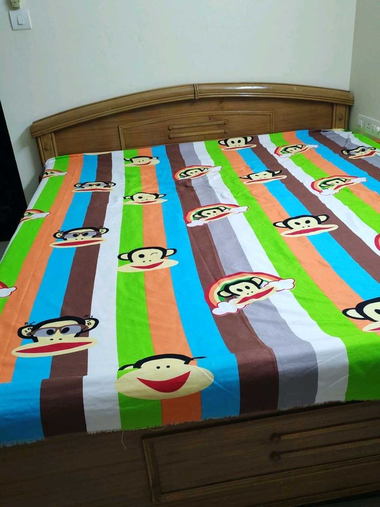 Monkey Printed Double Bedsheet For Kids Room