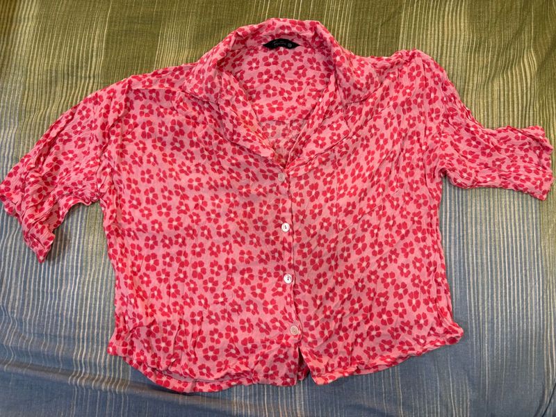Floral Print Button-Down Top