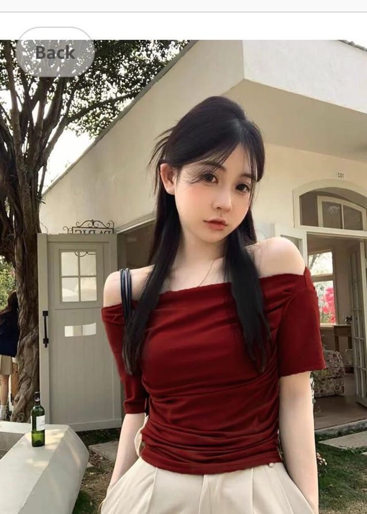 Korean Drop Shoulders Crop Top