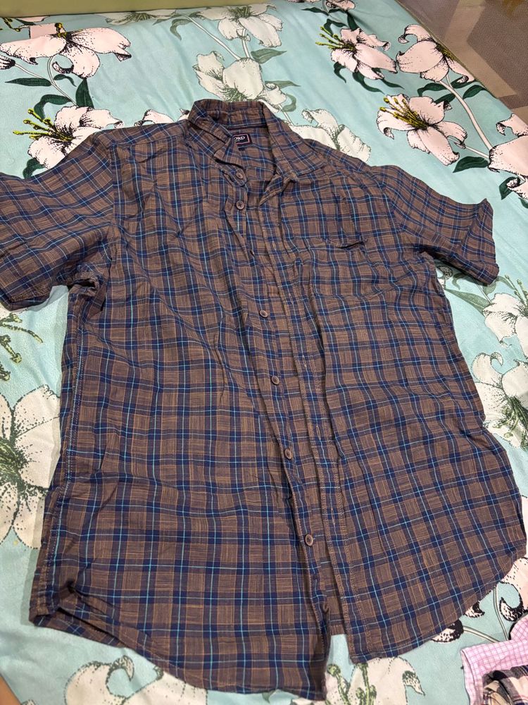 Brown Plaid Casual Shirt