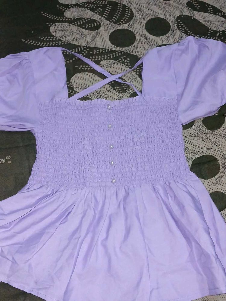 Lavender Smocked Top
