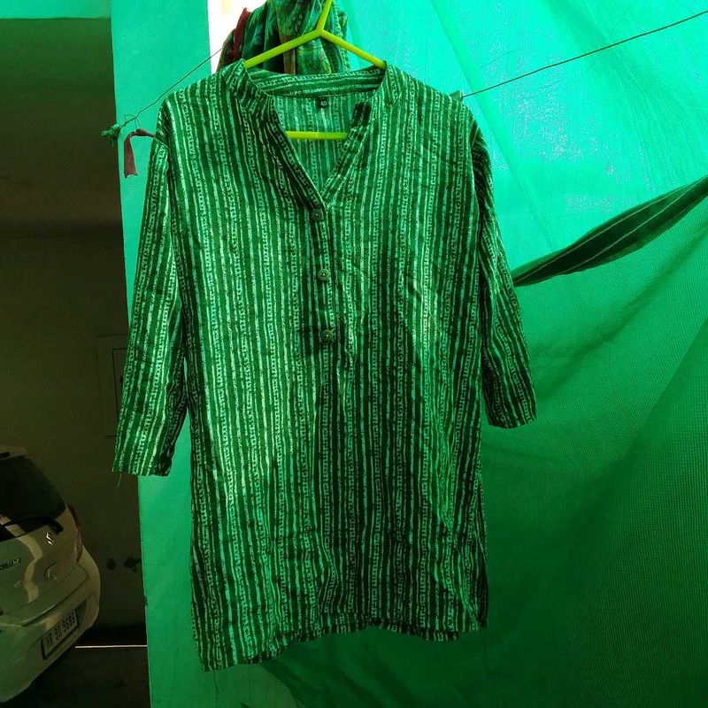 Striped Green Kurti Top