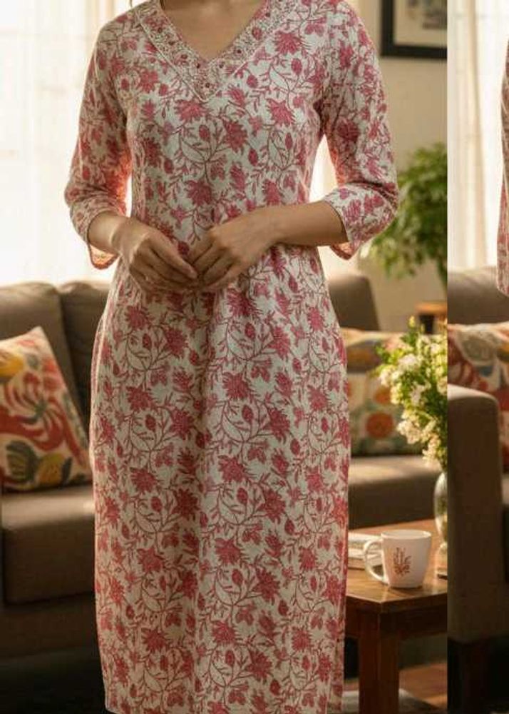 Floral Print Cotton Kurta