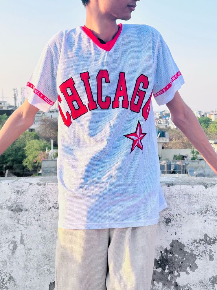 White and Red oversize unisex jersey