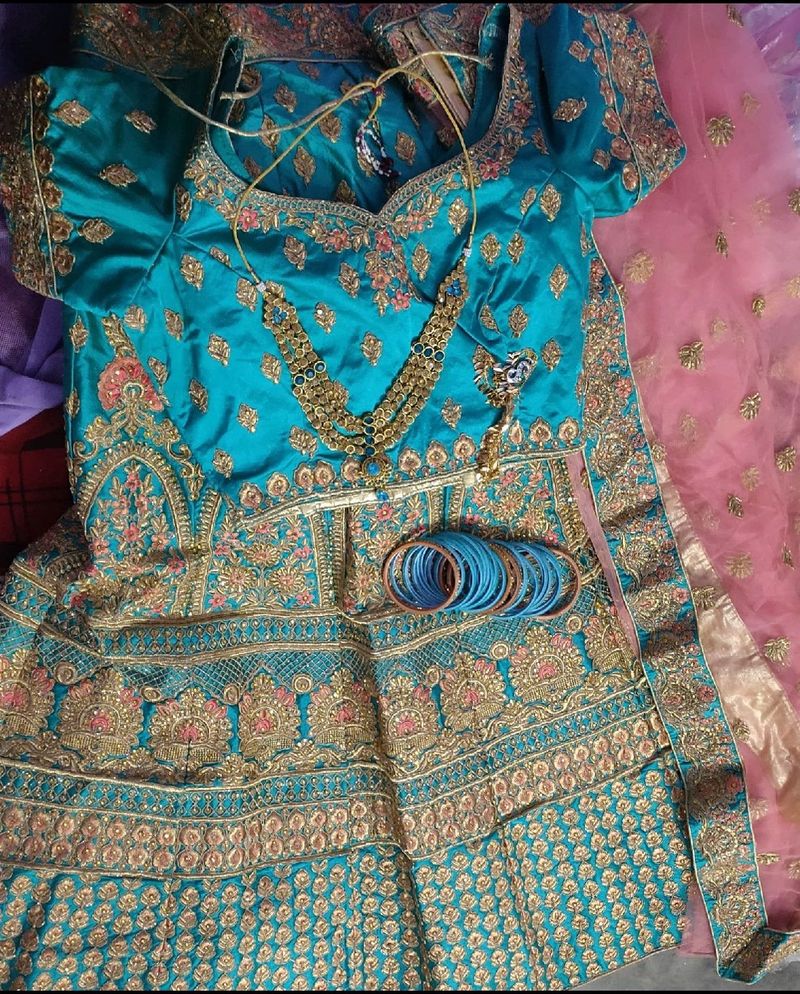 Blue Handwork Wedding Lahenga