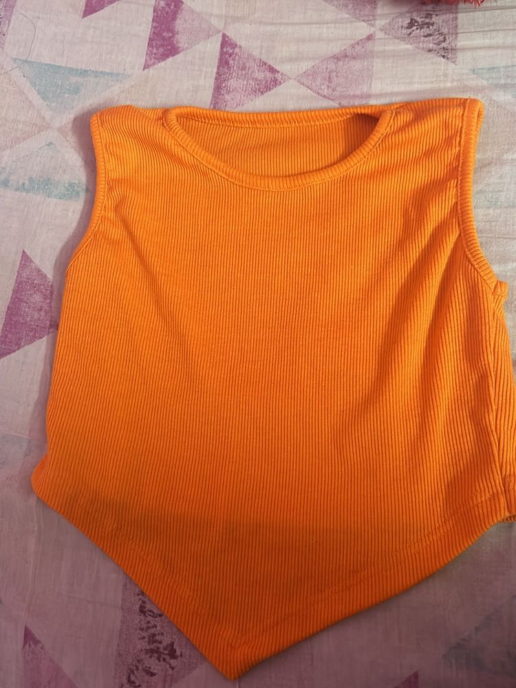 Orange Ribbed Cropped Tank🧡