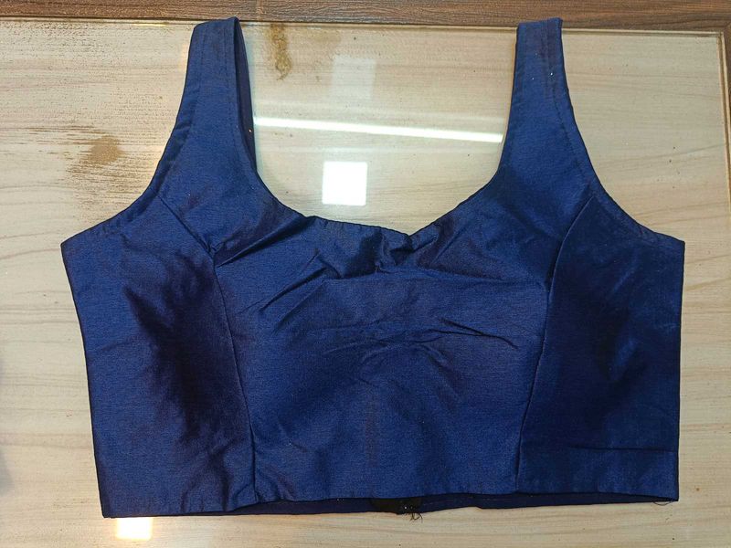 Navy Blue Sleeveless Bollywood Blouse