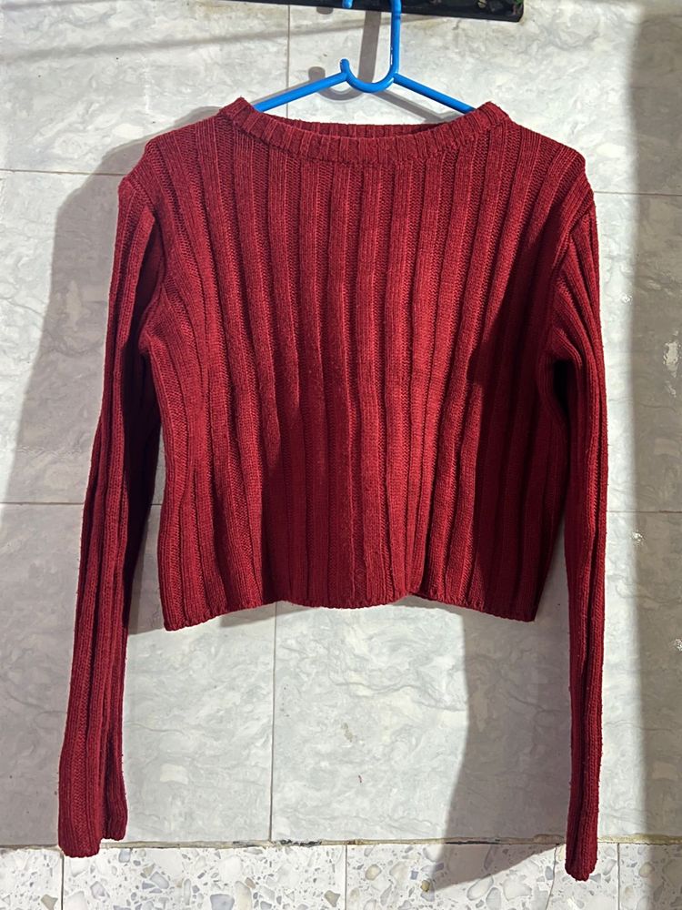 Burgundy Ribbed Long Sleeve Top