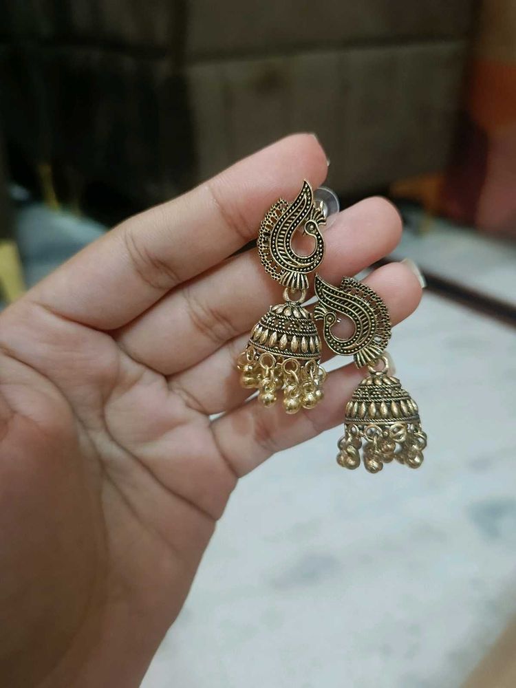 Fubs Gold Tone Jhumka Earrings