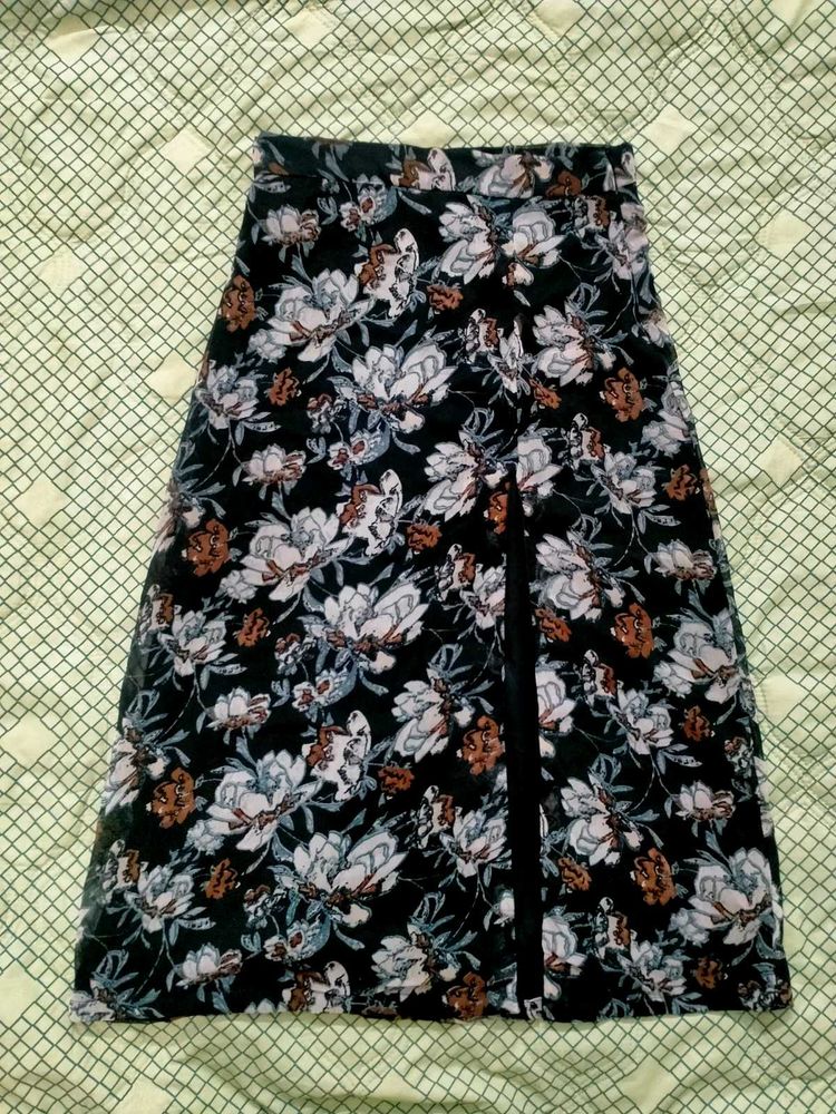 Black Floral Skirt