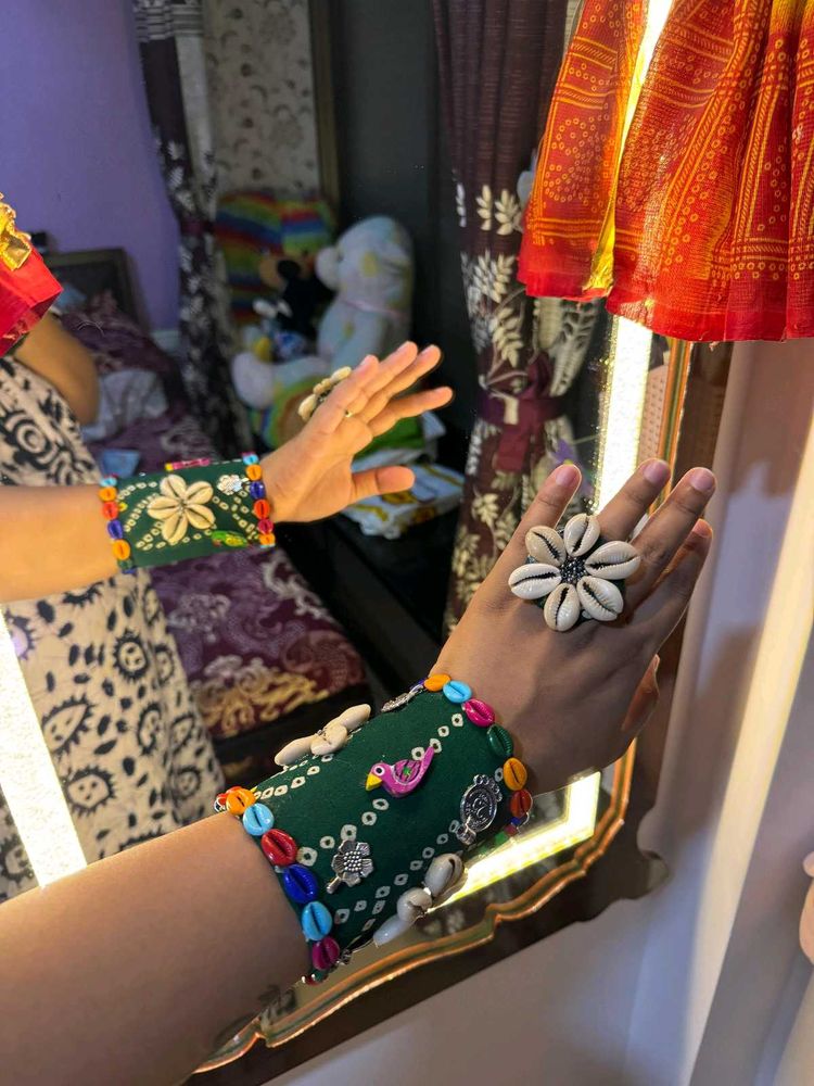 Bandhani kada set with ring