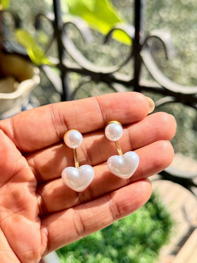Pearl Heart Drop Earrings