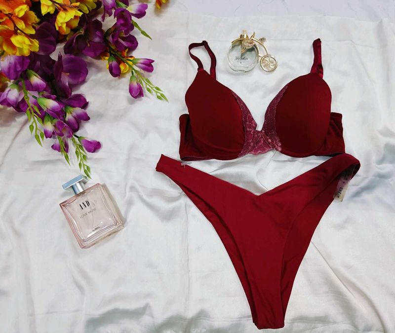 🇳🇿💫♥️maroon Bra &amp; Panty Set