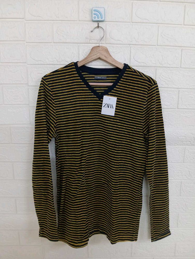 Zara Striped Long Sleeve V-neck