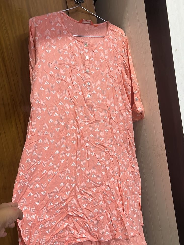 Peach Colour Cotton Kurta…