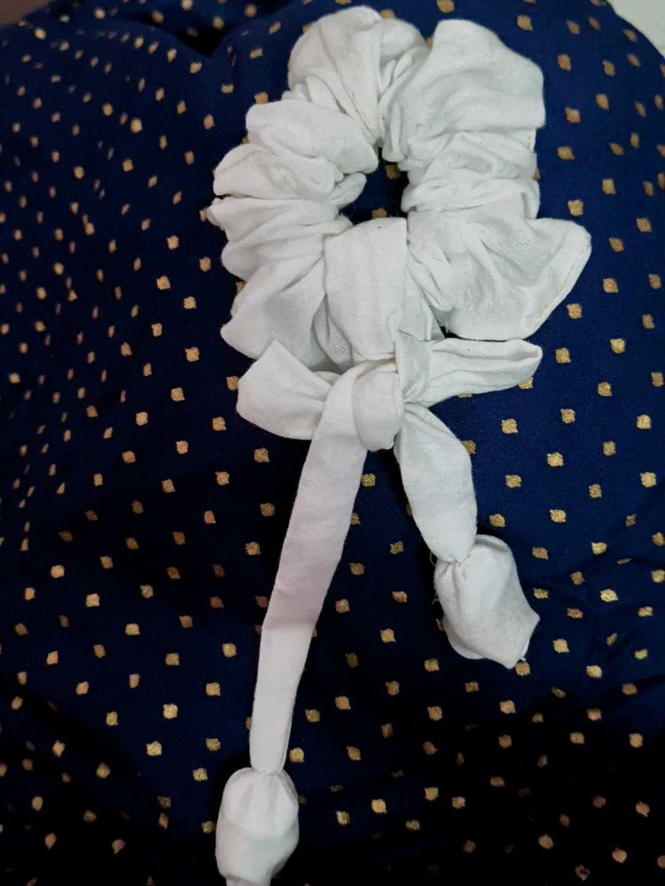 White Fabric Scrunchie