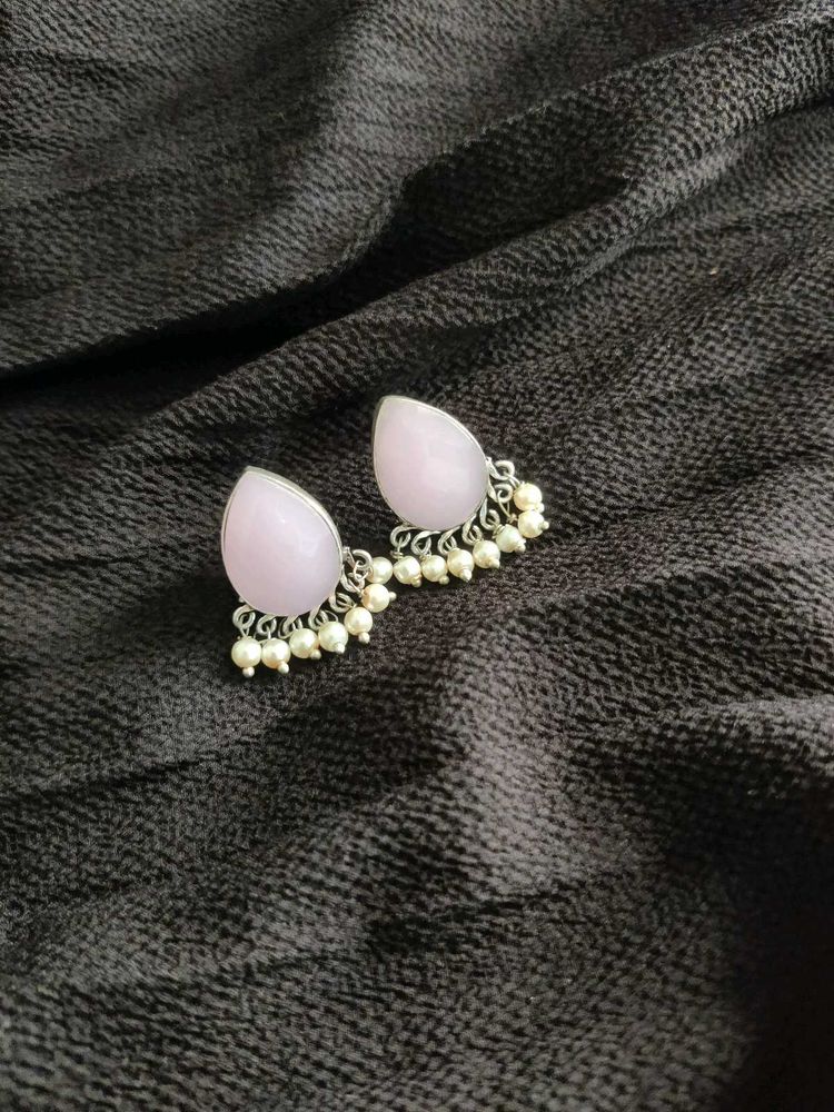 Pink Stone Drop Earrings