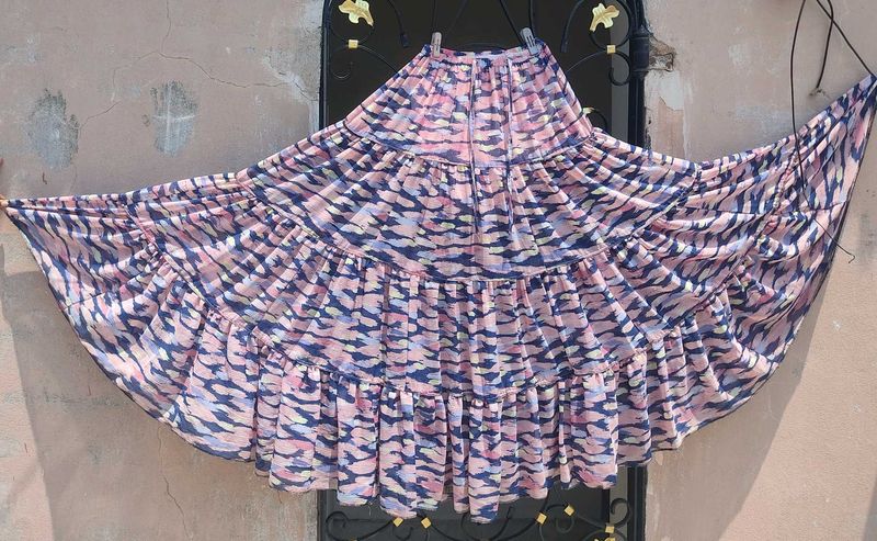 Full Flared Multicolored Maxi Skirt