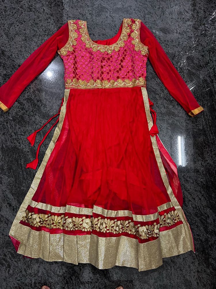 Red nayra cut anarkali suit