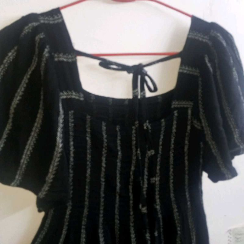 Black Flare Square Neck Dress
