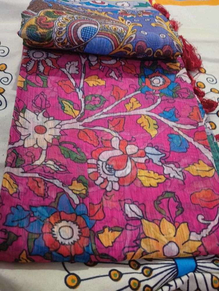 Pure Lenin Kalamkari Saree