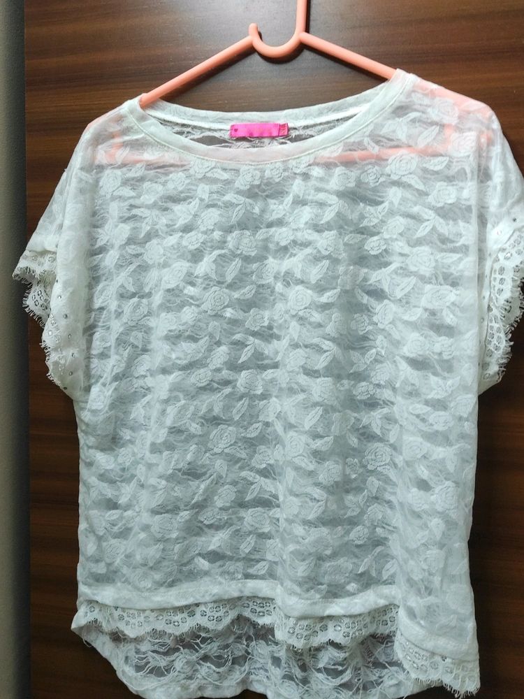 White Semi Transparent Top