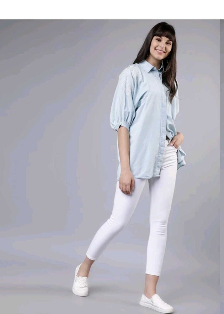 Tokyo Talkies Oversize Korean Style Denim Top