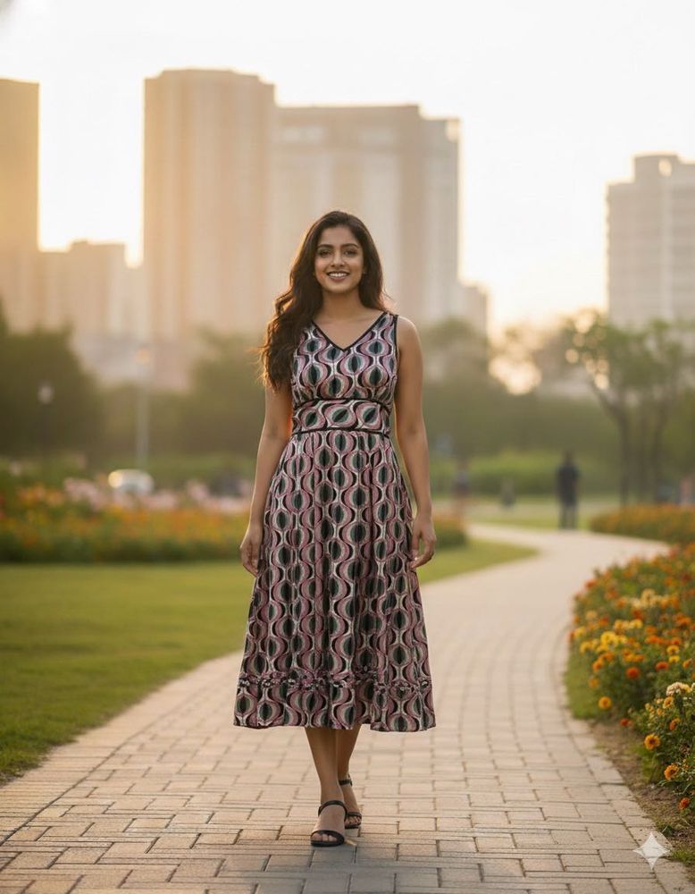 Pintrest silk Patterned Midi Dress
