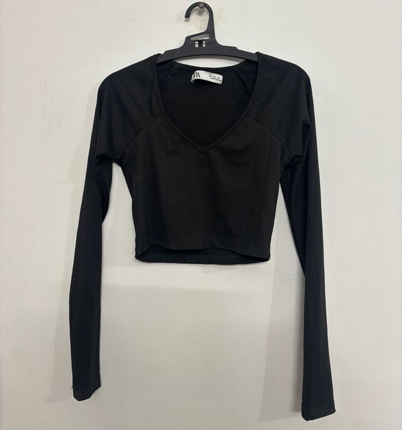 Grey v Shape Crop Top