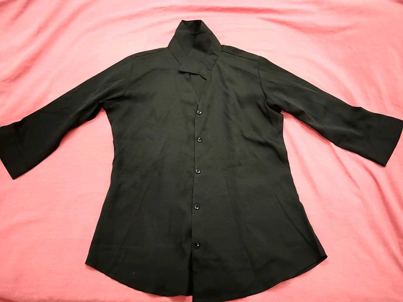 Black Button-Down Top