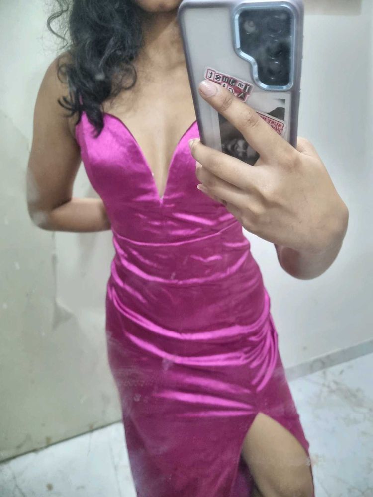 THRIFTED Pink SATIN DRESS