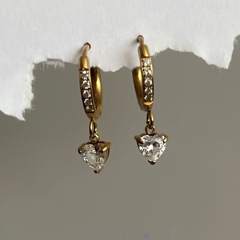 Heart Drop Hoop Earrings Huggies Anti-tarnish