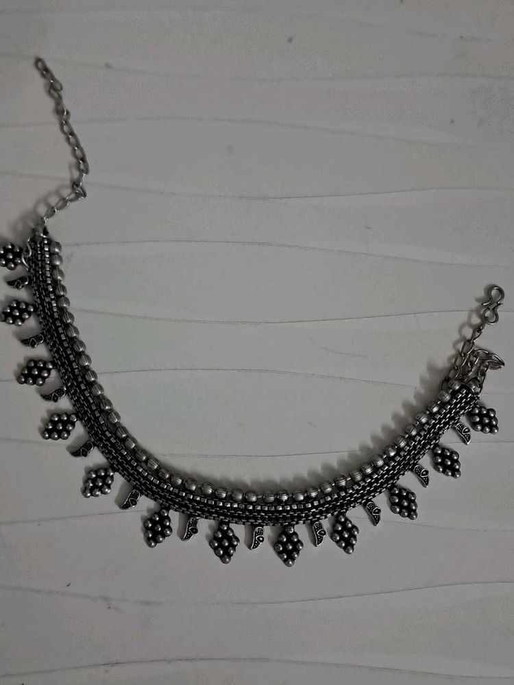 Oxidized Silver Necklace &amp; Jhumkis