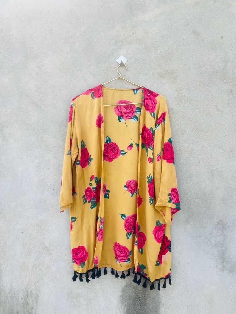 Flower Print Beach Shrug