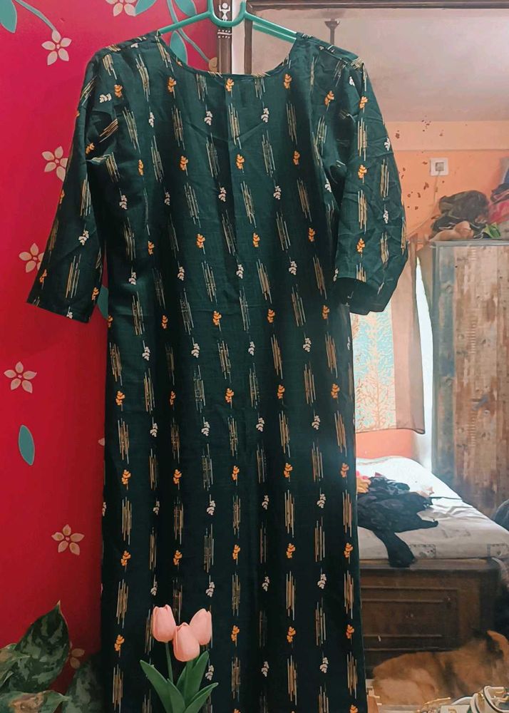 Green Printed Kurti Dress