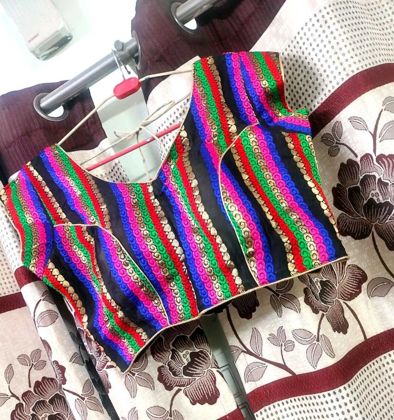 Multicolour padded Saree Blouse