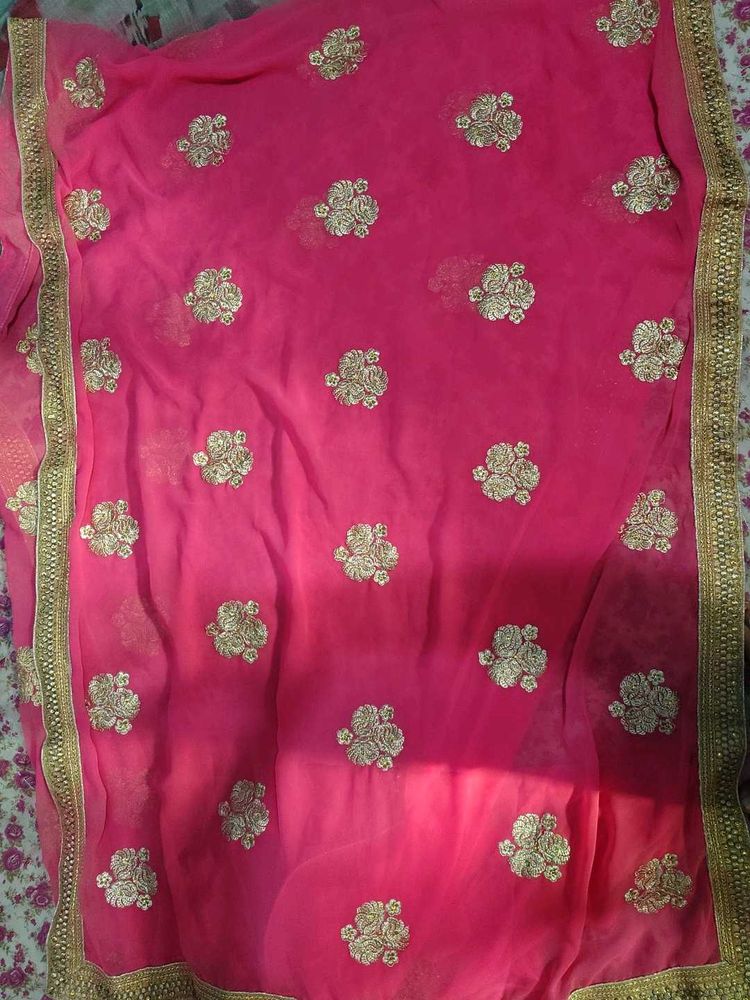 Pink Embroidered Saree