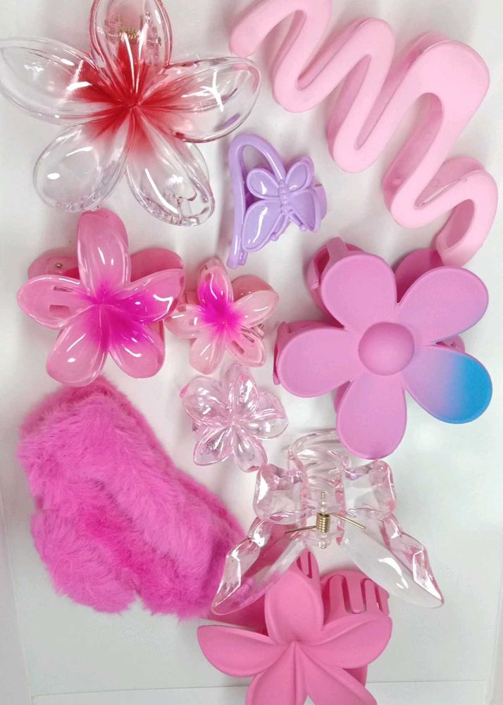 Pink Hair Clip Bundle
