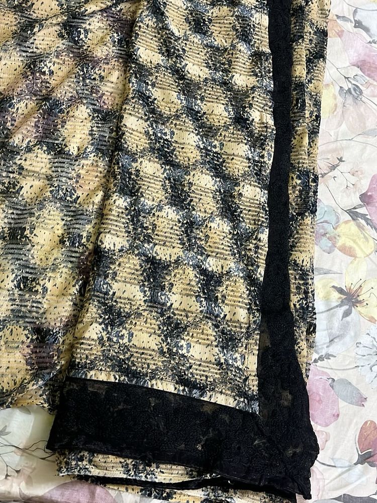 Elegant Printed Saree with Lace Border