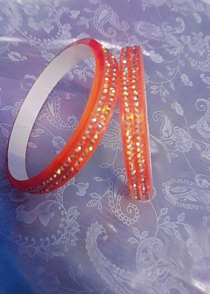 Orange Glitter Bangles (Set of 2)