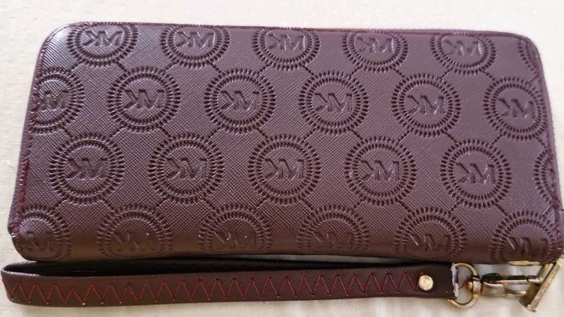Dark Brown Hand Wallet With Strap