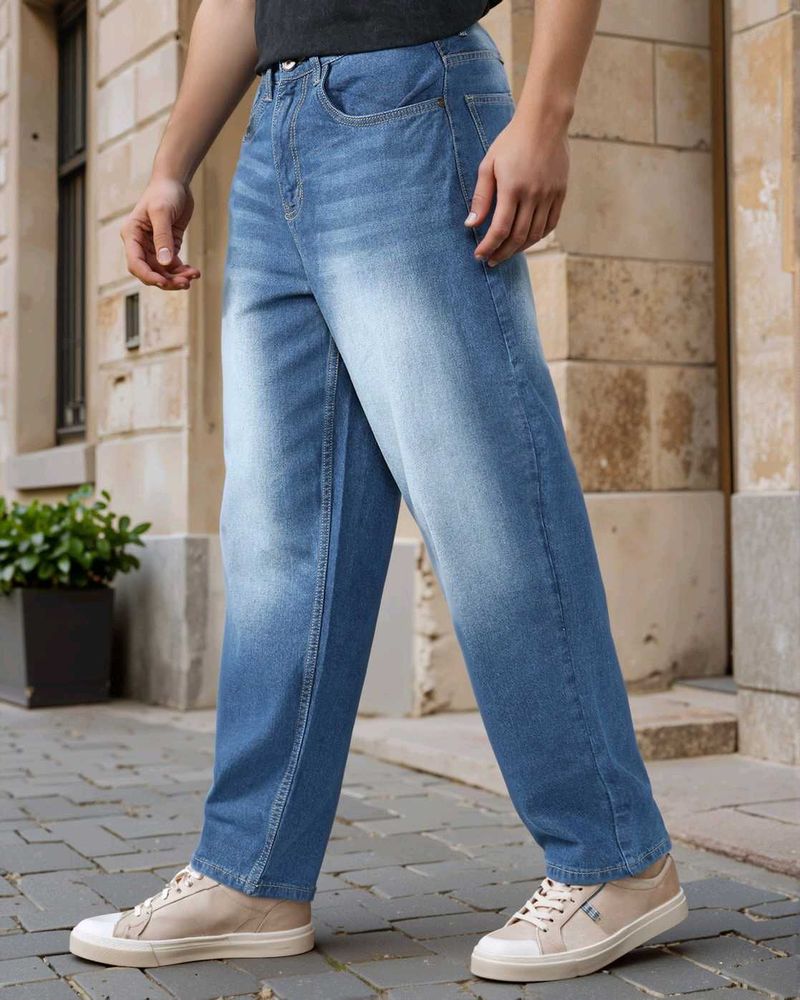 blue baggy denim jeans