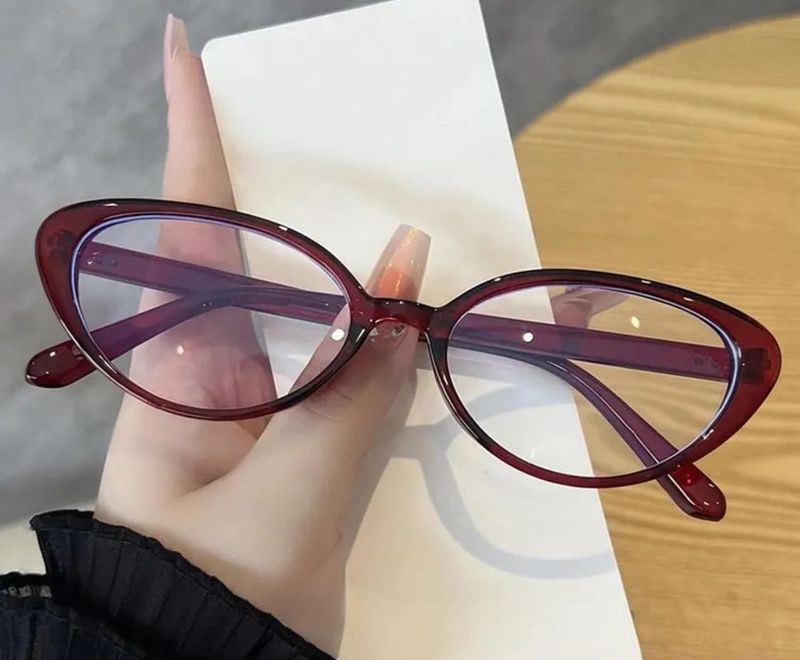 Retro Oval Burgundy Glasses