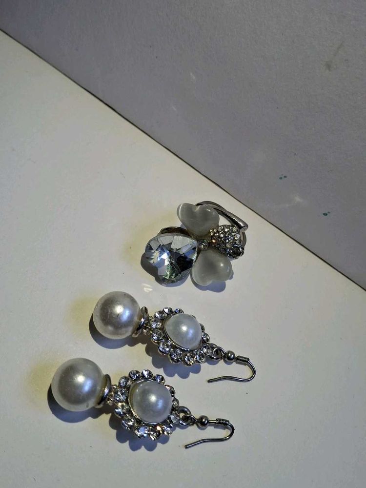 Vintage Pearl &amp; Rhinestone Jewelry Set