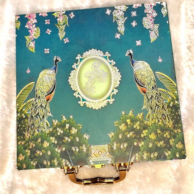 Desi Traditional Peacock Print Suitcase Box