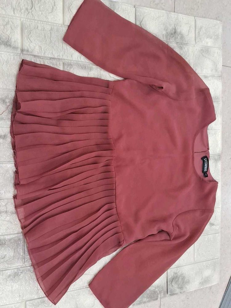 Pleated Long Sleeve Top
