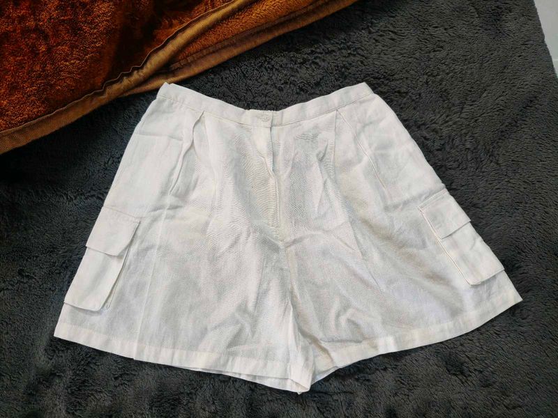 White Casual Shorts