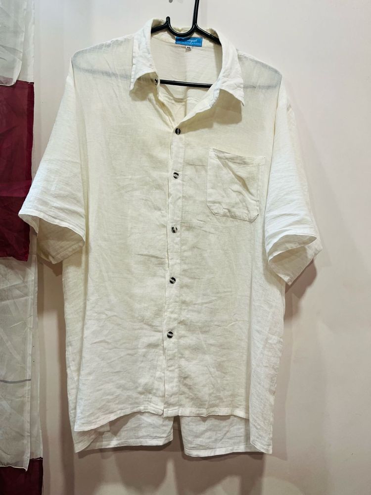 White Oversized Linen Shirt