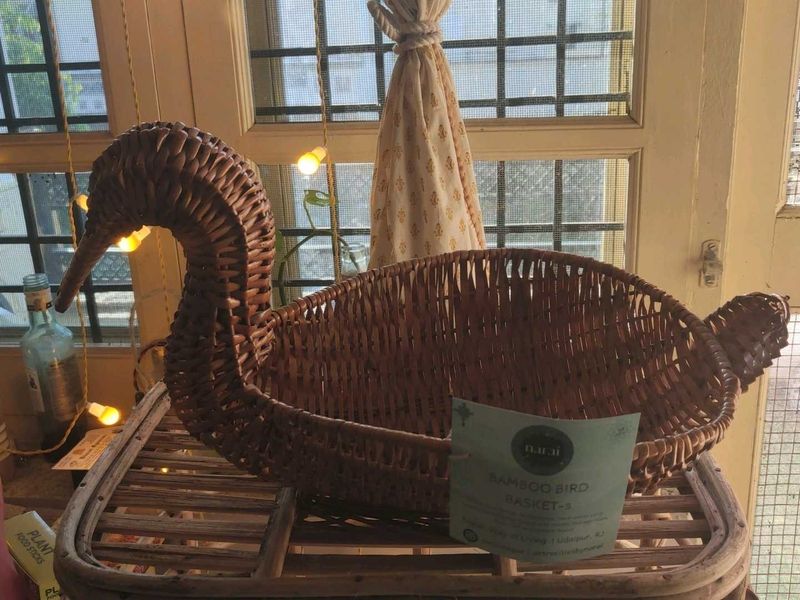Woven Bamboo Bird Basket